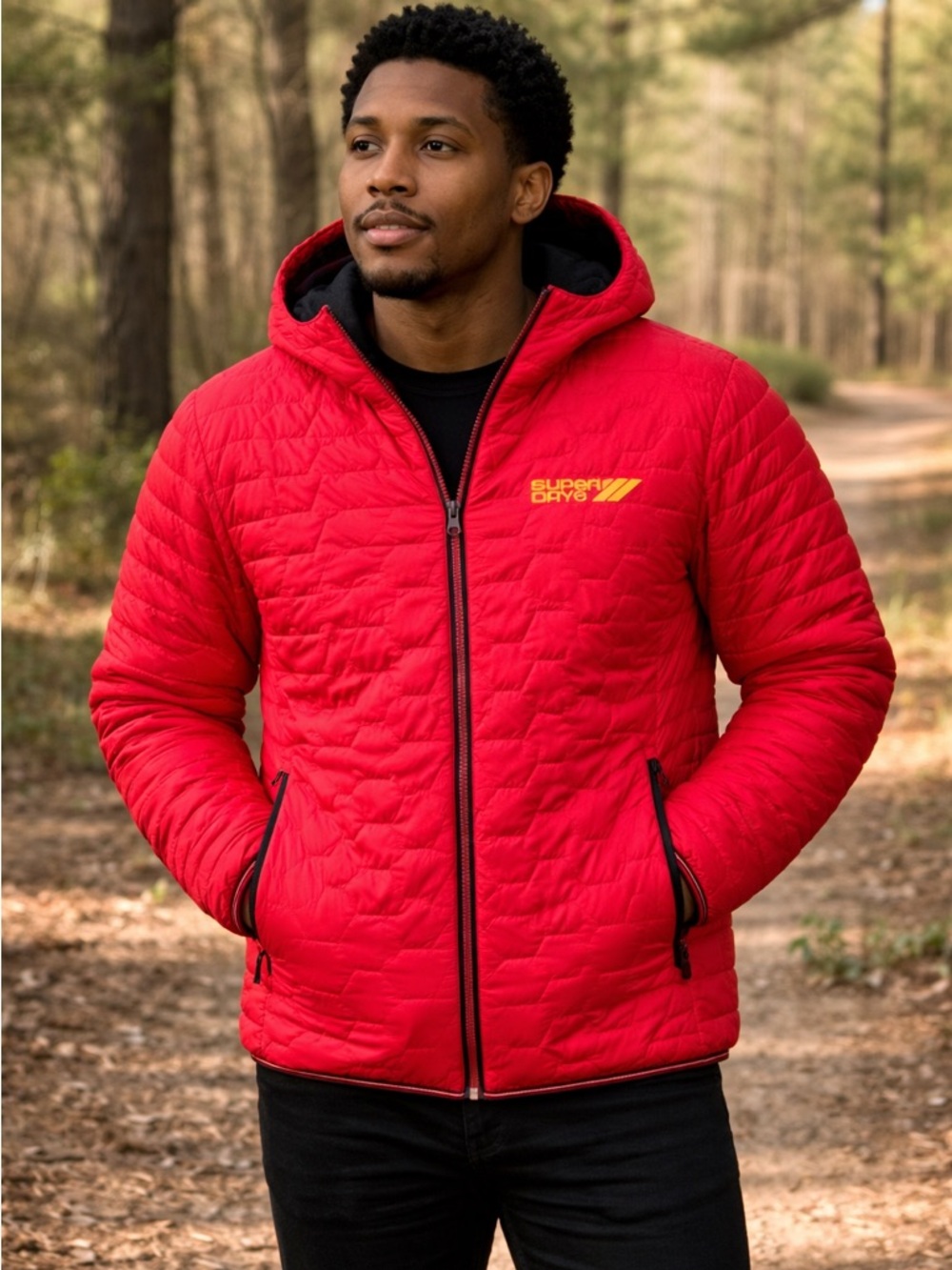 Superdry Red Hooded Quilted Puffer Jacket